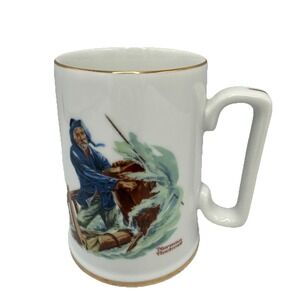 Vintage 1985 Norman Rockwell Mug - Braving the Storm - Fine Porcelain - Japan